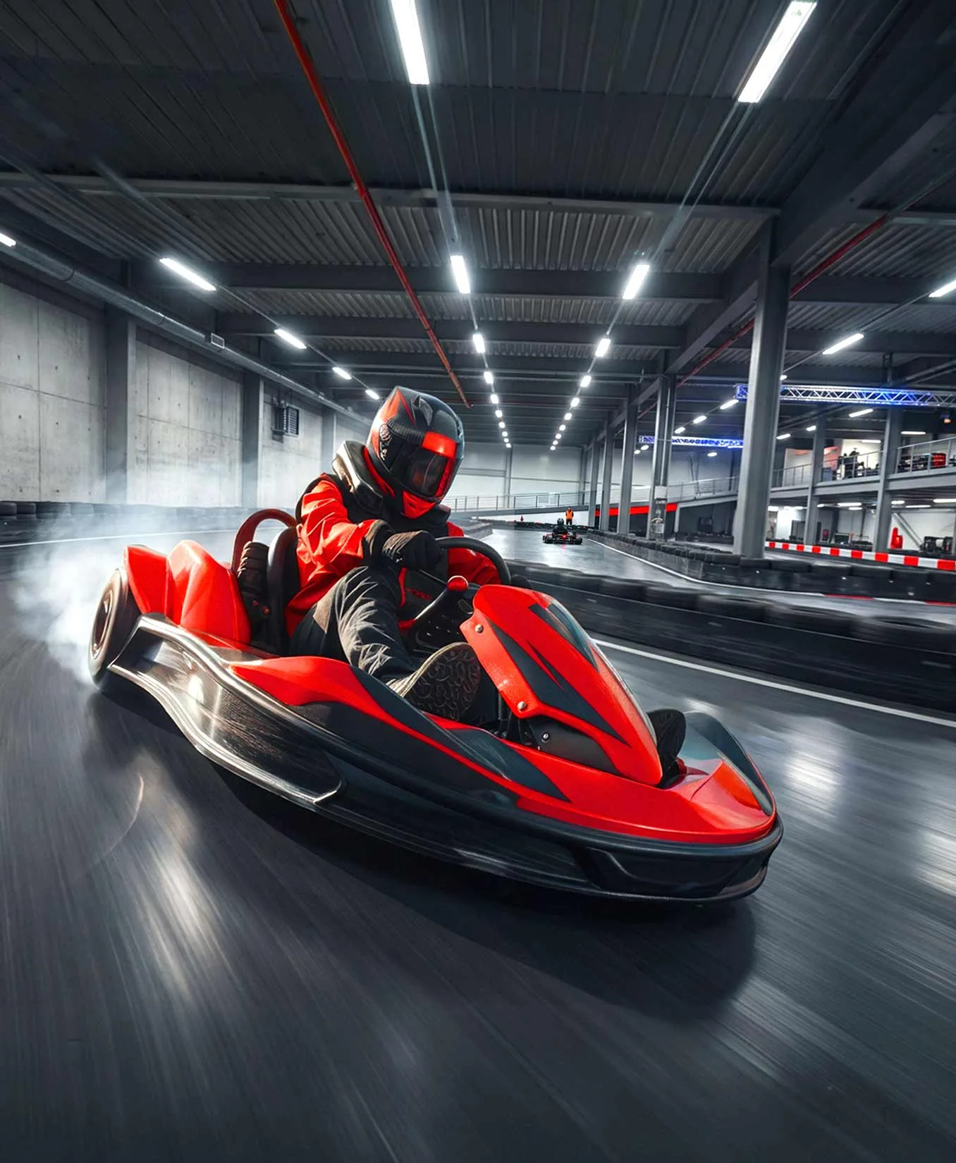 Imagen conceptual de un piloto en un kart; alternativa al visor 3D